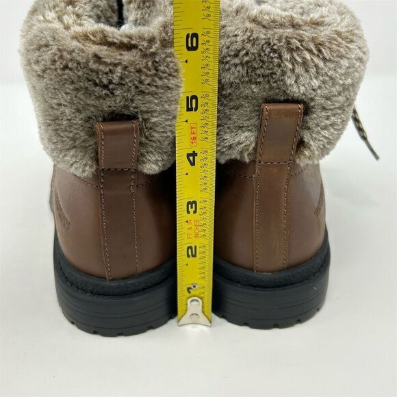 Cougar Brown Waterproof Leather Faux Fur Lace-Up Combat Boots Size 6.5-7** - Picture 8 of 15